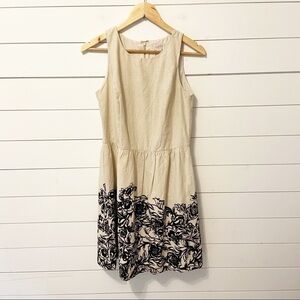 LOFT | Linen Blend Floral Fit and Flare Dress Size 6